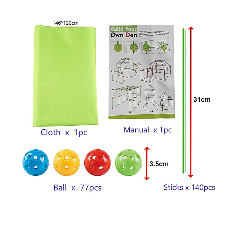 Kids Indoor Construction Fort/Tent Building Kit - 217pcs