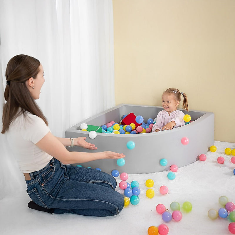 Kids Ball Pit Enclosure - Corner Shaped (Grey)