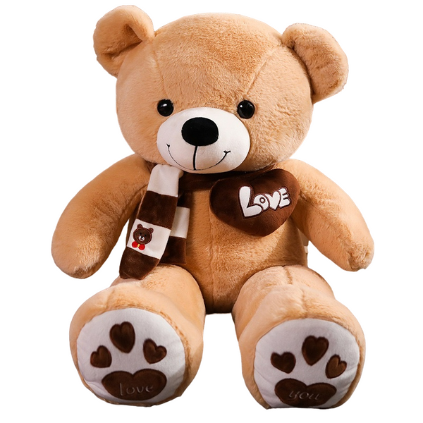 1 Metre Huge Khaki Giant Teddy Bear Soft Plushie with Cotton Scarf