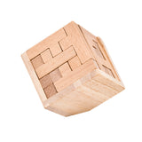 3D Cube Wooden Brain Teaser Puzzle - Natural Wood