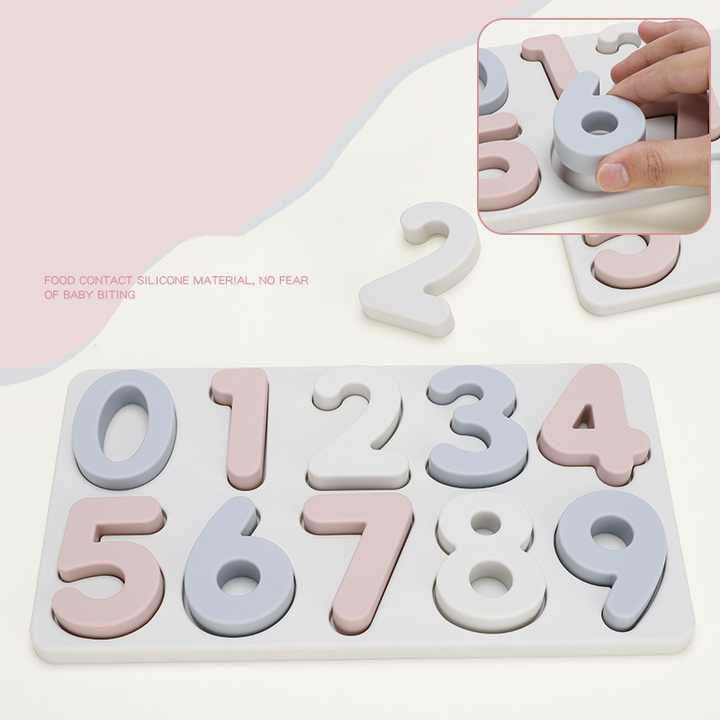 Colourful Silicone Early Learning Number Puzzle Board for Kids – Food-Grade Silicone, Safe and Durable, Montessori Educational Toy