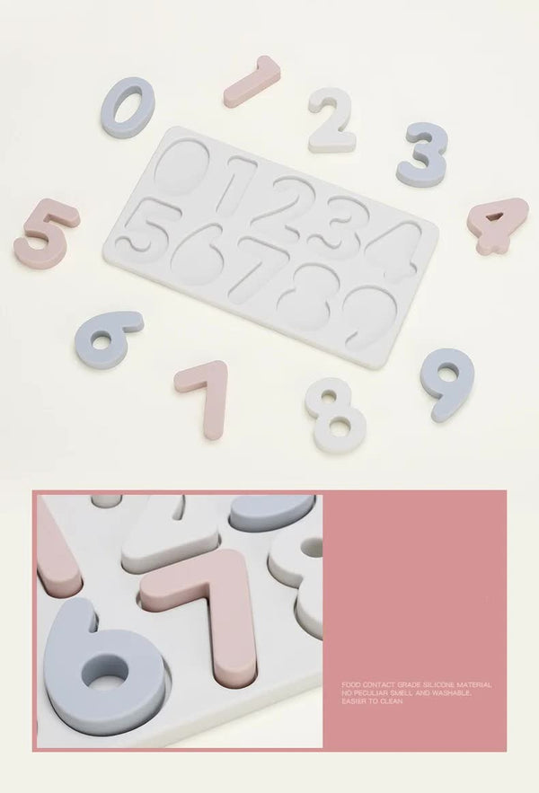 Colourful Silicone Early Learning Number Puzzle Board for Kids – Food-Grade Silicone, Safe and Durable, Montessori Educational Toy