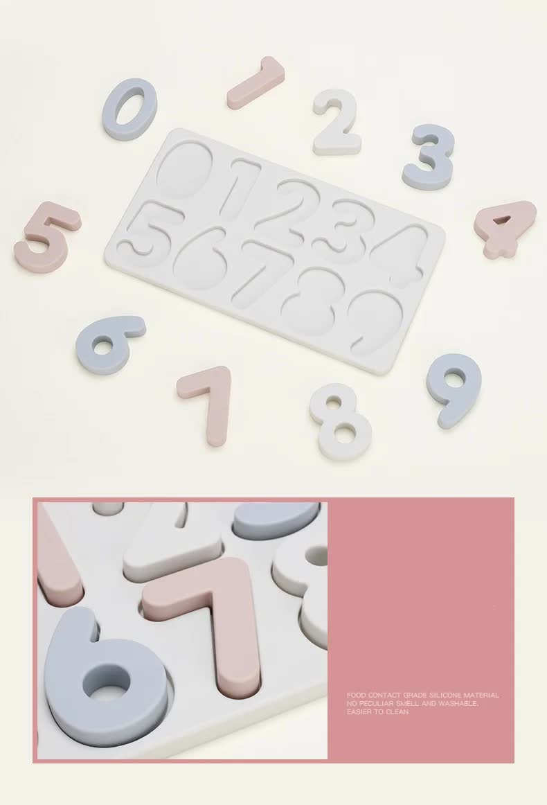 Colourful Silicone Early Learning Number Puzzle Board for Kids – Food-Grade Silicone, Safe and Durable, Montessori Educational Toy
