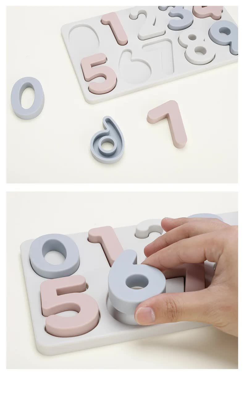 Colourful Silicone Early Learning Number Puzzle Board for Kids – Food-Grade Silicone, Safe and Durable, Montessori Educational Toy