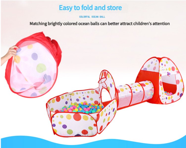 Kids Multi-Zone Foldable Ball Pit Play Tent with Tunnel (Purple)
