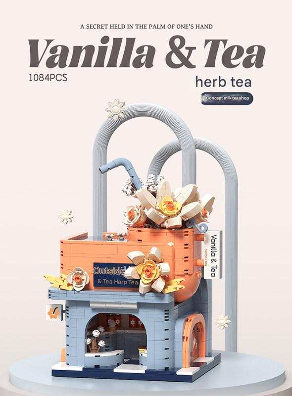 Enchanting Streetscape Creative Building Blocks - Milk Tea Shop
