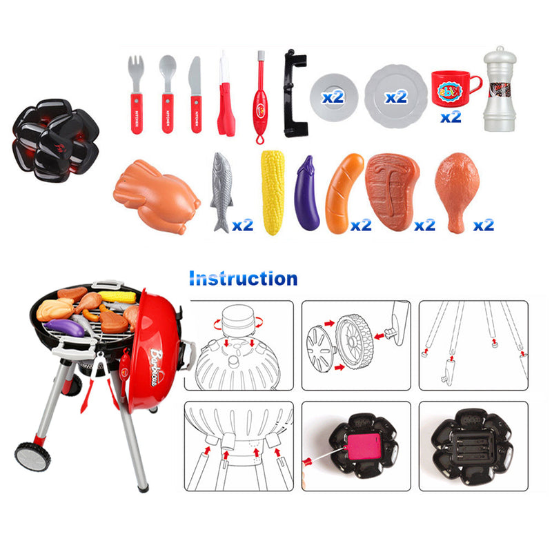 Kids Pretend Weber BBQ Cooking Playset with Utensils and Food