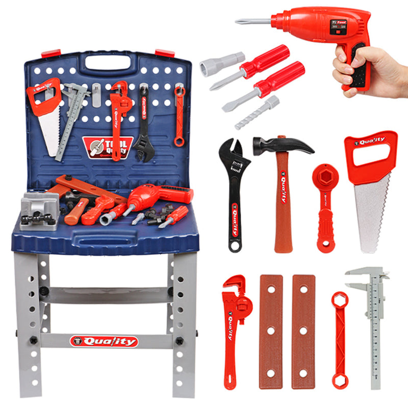 Kids Tool Box Work Bench with Battery Operated Drill Set and Accessories