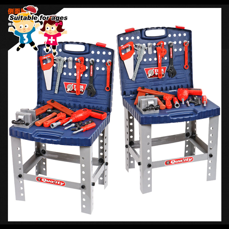 Kids Tool Box Work Bench with Battery Operated Drill Set and Accessories