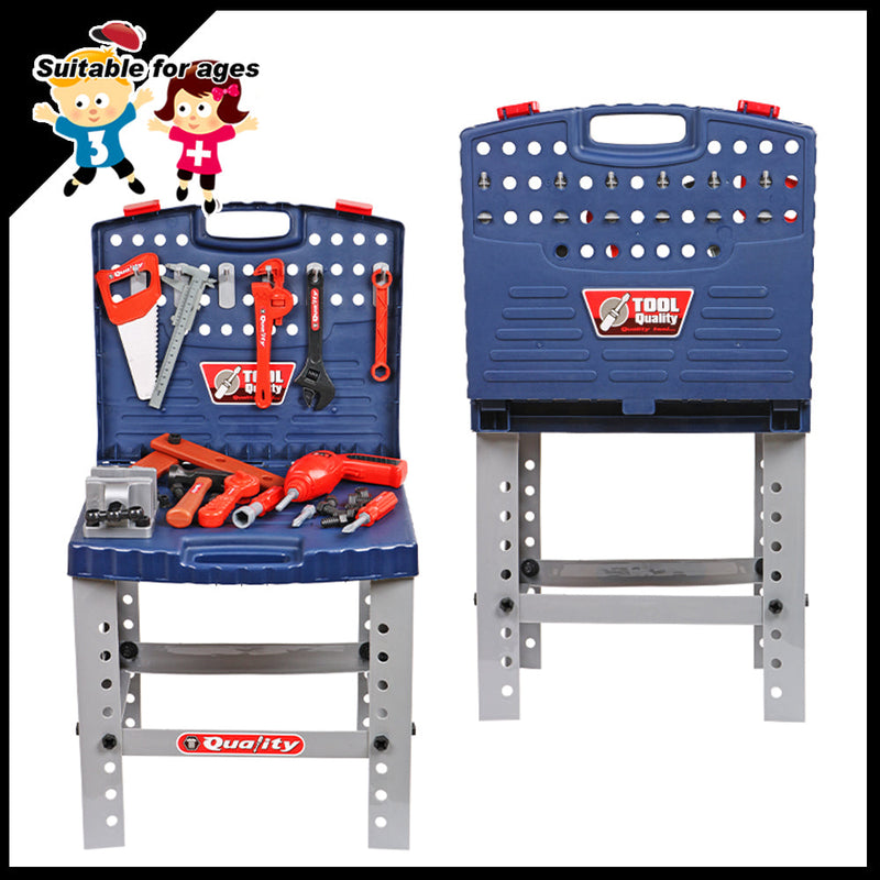 Kids Tool Box Work Bench with Battery Operated Drill Set and Accessories