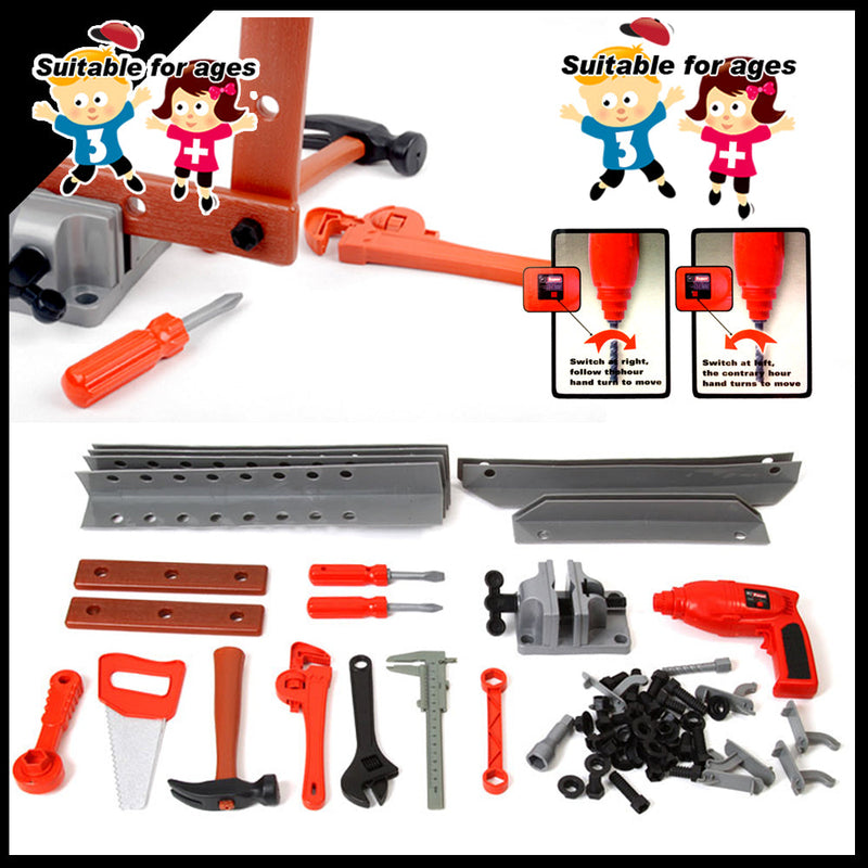 Kids Tool Box Work Bench with Battery Operated Drill Set and Accessories