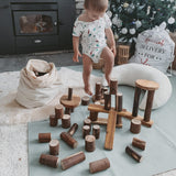 Wooden Tree Building Blocks - Natural Wood 106 Pcs