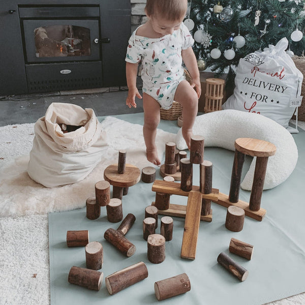 Wooden Tree Building Blocks - Natural Wood 106 Pcs